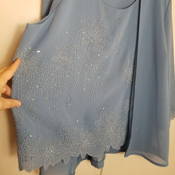 Nina Lee Ladies Blouse with Matching Sheer Jacket 3X Blue Gray - Picture 5 of 14